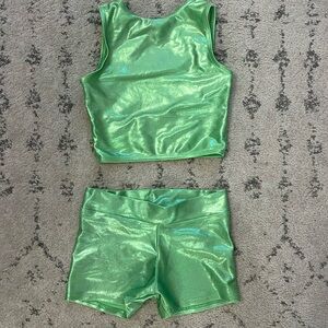 Iridescent lime green active wear outfit!  Unknown brand (tag is gone)